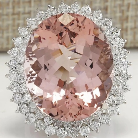 NEW Morganite White Topaz Silver Ring - Picture 2 of 4